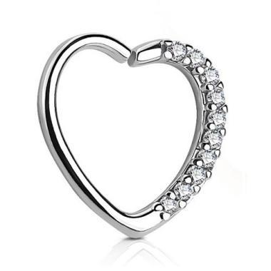 Fülpiercing szív alakú csillogó kövekkel (balos) E