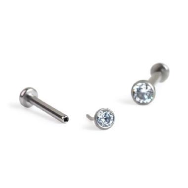 Push-in labret titánból beágyazott kővel Átlátszó8